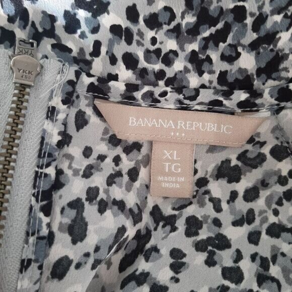 BANANA REPUBLIC High-Low Hem Lightweight Short Sleeve Leopard Blouse Top Sz XL - Picture 10 of 11
